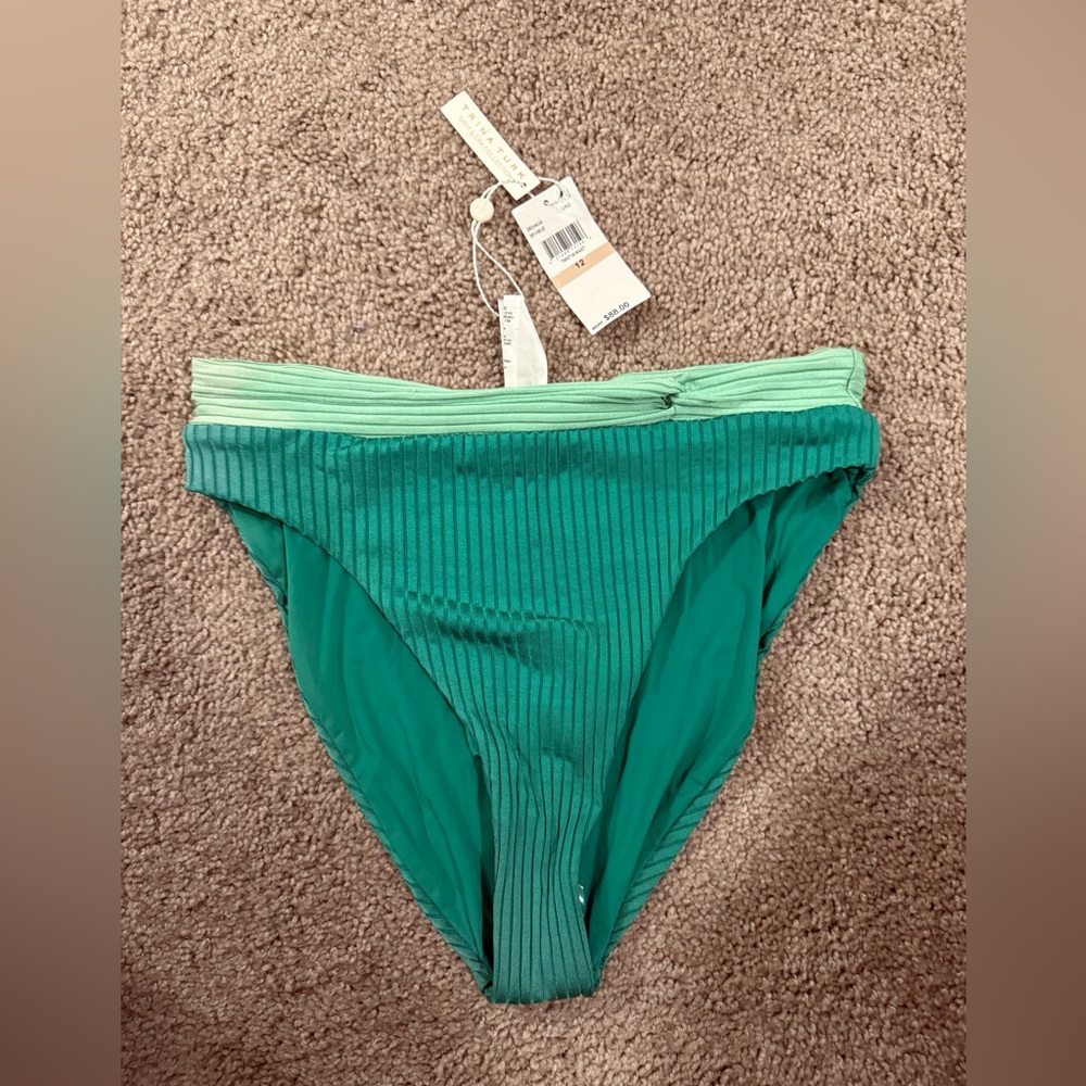 Trina Turk Green Ribbed Bikini Classic Swimwear